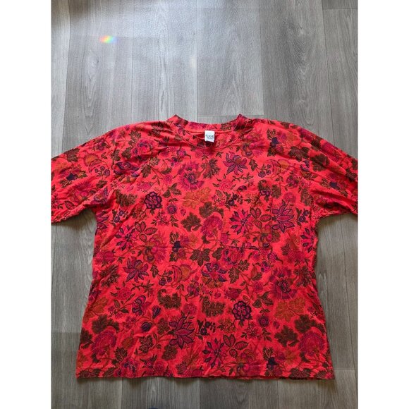 Ease Sport Floral Print 3X Orange Red & Pink Womens Blouse - Picture 3 of 7